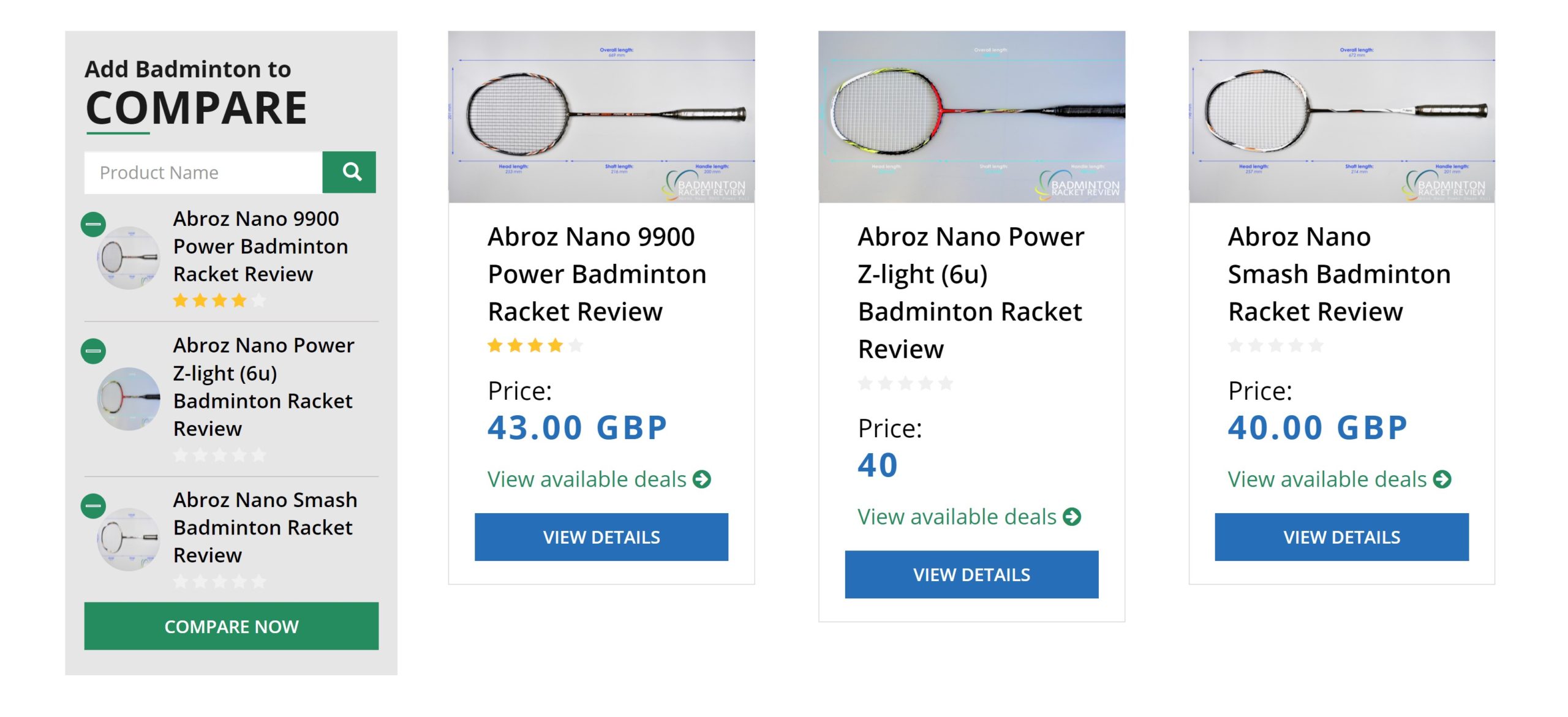 Compare Product Badminton Racket Review